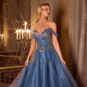 New A-line Beads Embellished Maxi Prom Tulle Dress w/ Sweetheart Neck CD CC471